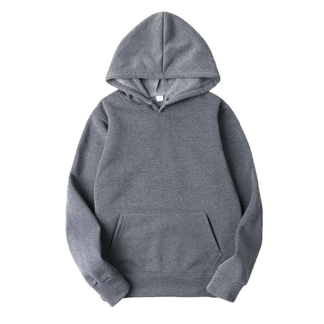 Yeahdor Men's Basic Long Sleeve Drawstring Hoodie Sweatshirt Casual Solid Color Pullover Tops Dark Gray 4XL
