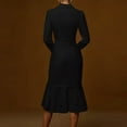 thumbnail image 4 of Elegant Women's Suit Collar Slim Hip Fishtail Dress Autumn New Office Lady Solid Color Long-sleeved Party Midi Dresses Vestidos, 4 of 4