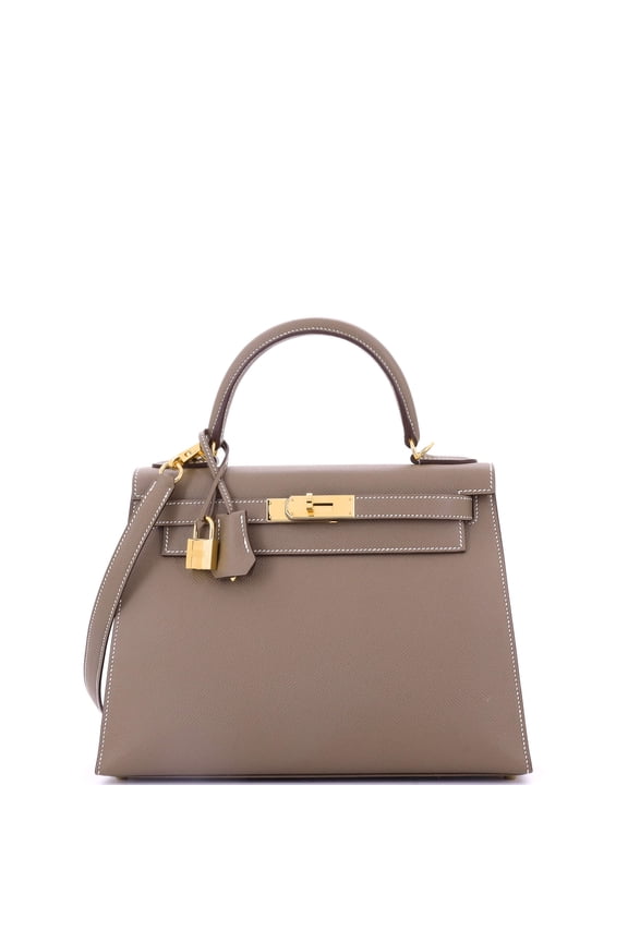 Pre-Owned Kelly Handbag Grey Epsom with Gold Hardware 28 By Rebag