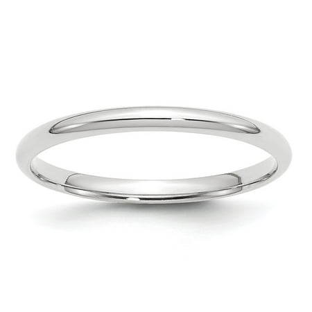 Diamond2Deal 10k White Gold 2mm Lightweight Comfort Fit Wedding Band Ring for Women Size 13.5
