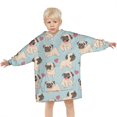 thumbnail image 3 of Pug and Love Heart Blanket Hoodies for Kids 6-13YR Oversize Wearable Blanket Hoodies for Boys Girls Teens, 3 of 7