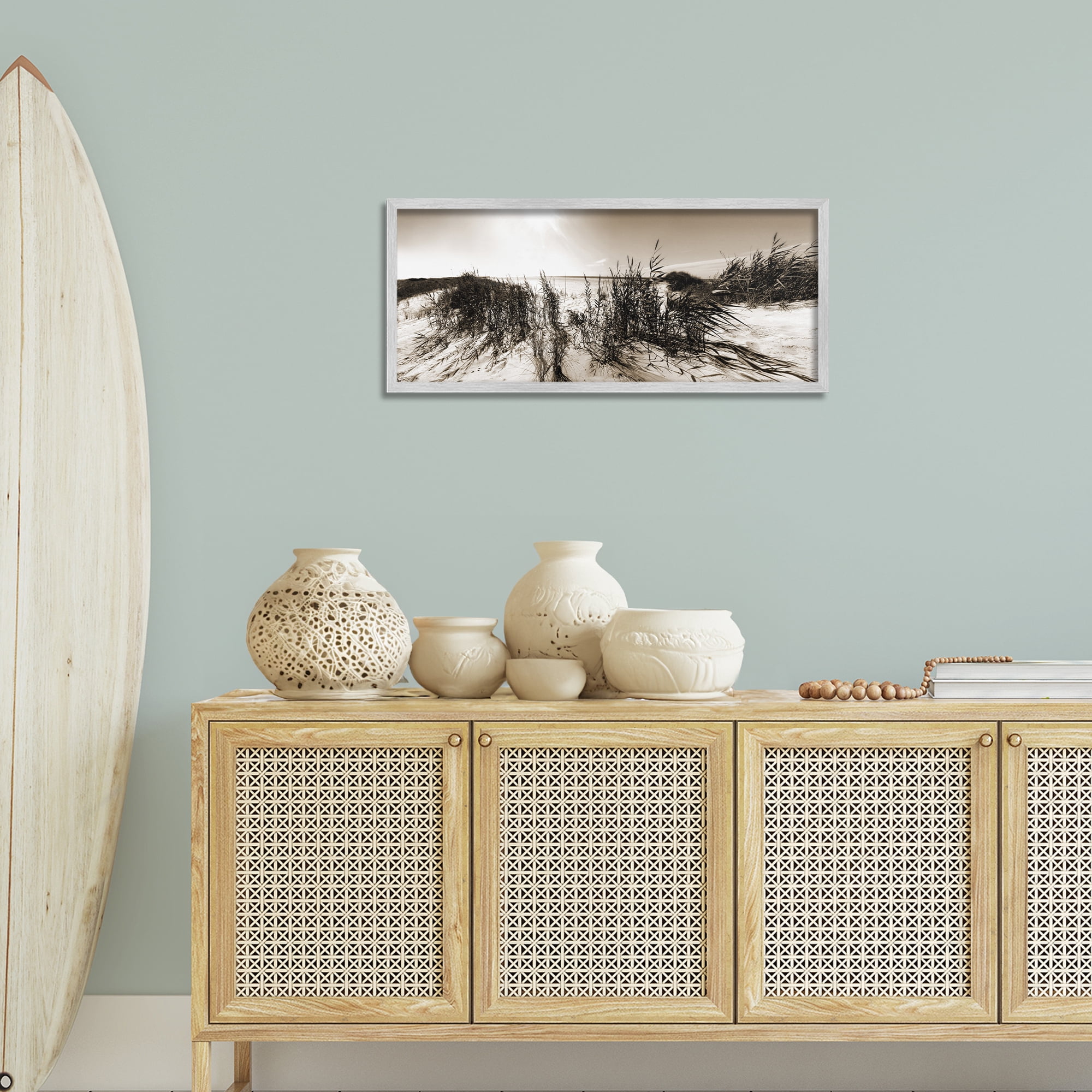 Stupell Industries Wind In The Dunes Coastal Photography Gray Framed Art Print Wall Art, 30 x 13