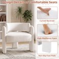 thumbnail image 4 of TLSUNNY Modern Accent Barrel Chair, Velvet Upholstered Armchair with 3 Legs, Comfy Leisure Reading Chair for Dining/Living Room/Bedroom, White, 4 of 9