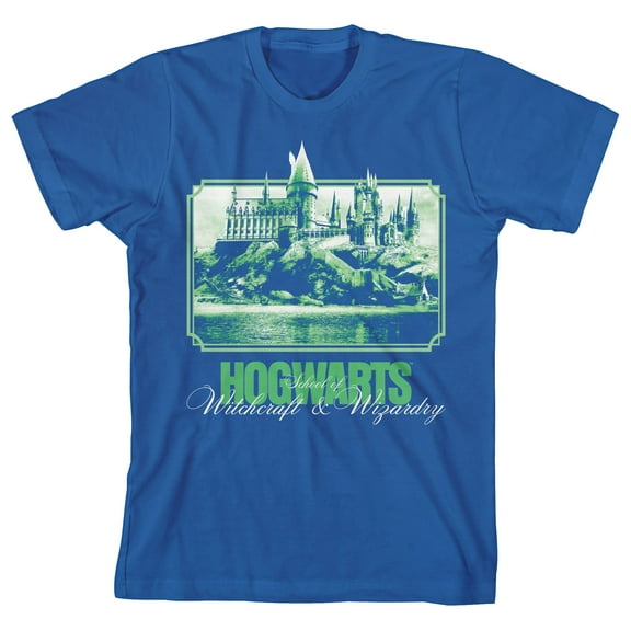Harry Potter Hogwarts Castle Youth Boys Royal Blue T-Shirt-Medium