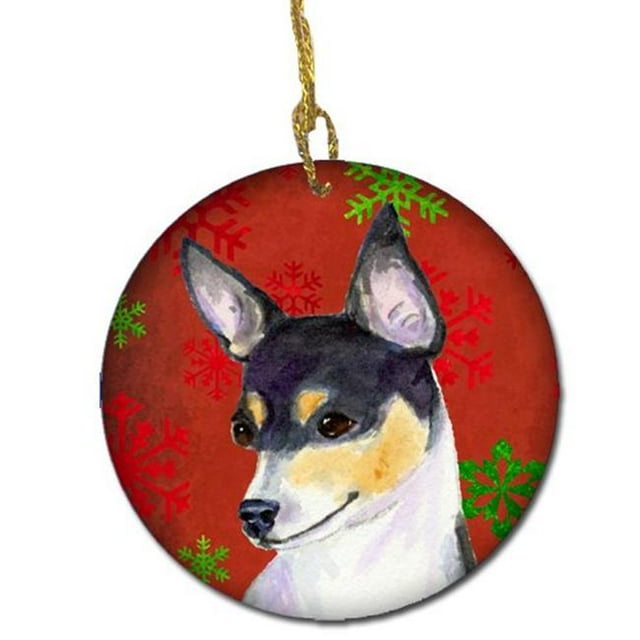 Chihuahua Flocons de Neige Rouges Ornement en Céramique de Noël