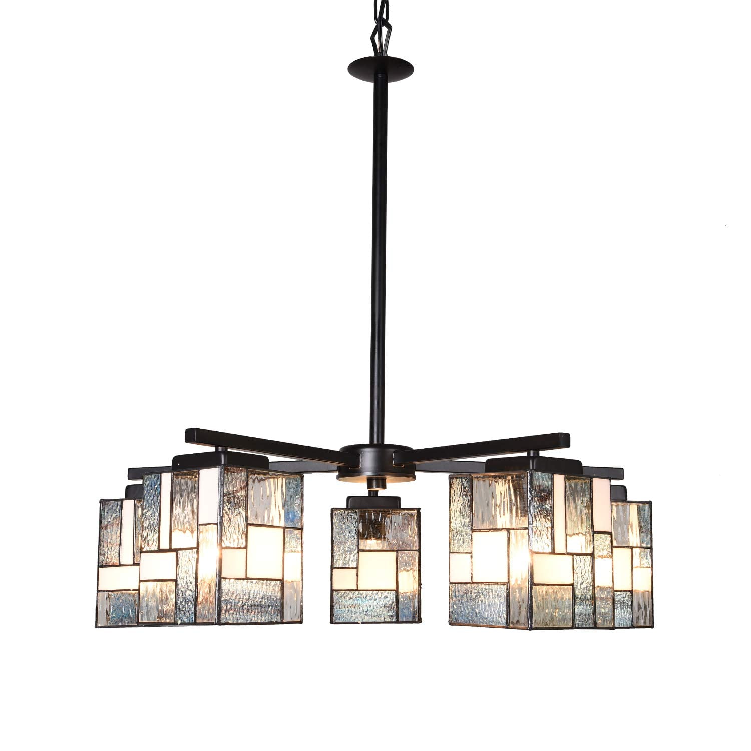 Tiffany Chandelier Light Fixtures Hanging 5Light Stained Glass Pendant