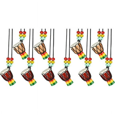 10 Pcs Instrument Necklaces Djembe Drum Mini Pendant African Drum Wooden Necklace Drums and Percussion