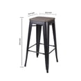 thumbnail image 4 of GIA Design Group 30 Inch Bar Height Backless Metal Stools with Wood Seat, Black, Set of 2, 4 of 7