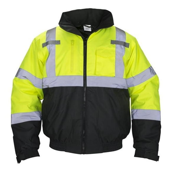 Hi-Viz Class 3 Hooded Bomber Jacket, Yellow - 2XL