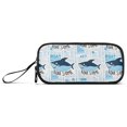 thumbnail image 2 of Large Pencil Case 3 Compartment Pencil Pouch Portable Pen Bag for Teen Adults Shark and Newspaper, 2 of 8