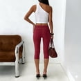 thumbnail image 5 of Lumtrix Women Y2k Low Rise Capris Button Foldover Capri Leggings Split Skinny Cropped Pants Going Out Capris Yoga Pants Wine M, 5 of 5