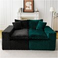 thumbnail image 5 of JERFIT Modular Sectional Sofa with Pillows, 4-Seater Velvet Convertible Couch for Small Space, Black and Green Polyester Fabric Living Room Seating Furniture, 5 of 8