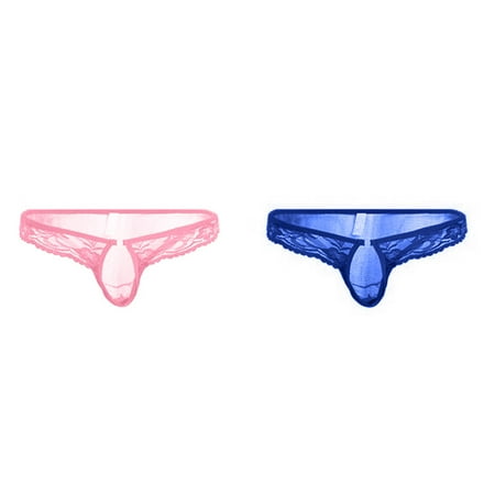 Lojoutye 2 Pack(Pink 1PCS & Blue 1PCS) Multipack Bodysuit for Women Snap Crotch Lace Mesh Underwear Semi Women s Plus Size Bikini See-Through Men Floral Briefs