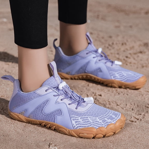 lnmuld Men Women Barefoot Shoes, Breathable Mesh Shoes for Water Yoga Fitness Color:Purple,Size:6.5