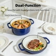 thumbnail image 2 of 5-Quart Enameled Cast Iron Double Dutch Oven with Lid & Dual Handles – 2-in-1 Cookware for Bread Baking, Braising, Stews, Roasting, Doubles as Casserole Dish & Stovetop Grill Pan, Blue, 2 of 8