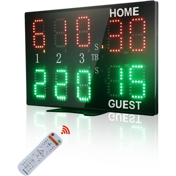 Ledgital Tennis Court Scoreboard, Professional Electronic Score Keeper for Court Tennis, Indoor & Ourtdoor, w/Remote Control, Hanging On the Court Fence On Fence