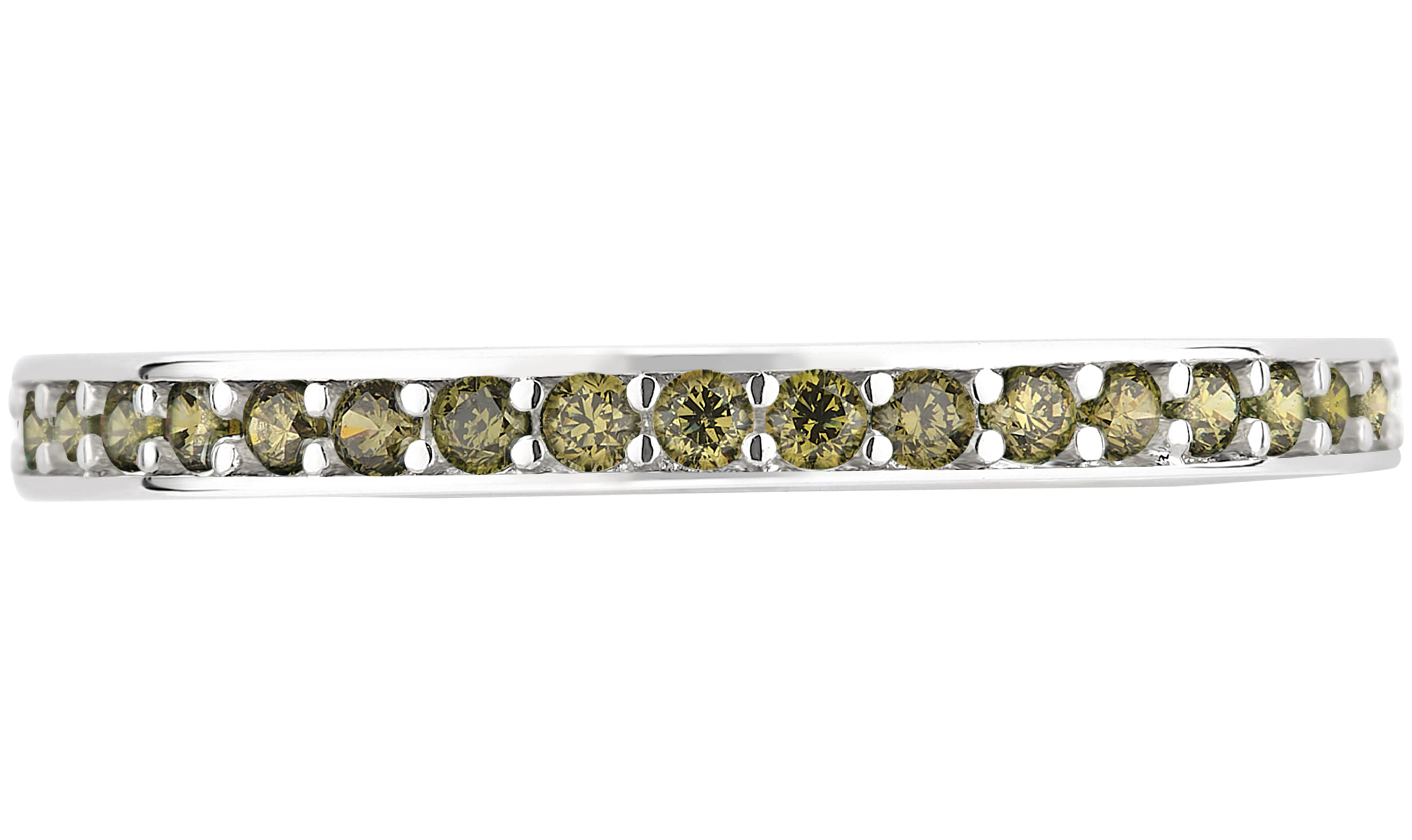 Arista Created Peridot Eternity Fashion Women's Wedding Band in Silver Overlay Brass White