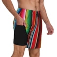 thumbnail image 2 of Kdxio Mexican Serape Blanket Stripes Print Men'S Swim Trunks With Compression Liner 7 Inch Inseam Quick Dry Swim Shorts, 2 of 7