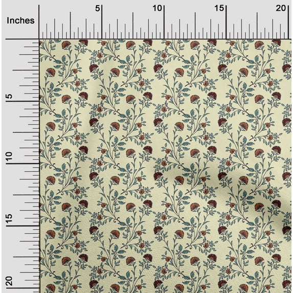 oneOone Cotton Flex Fabric Leaves & Floral Block Print Fabric By Yard 40 Inch Wide