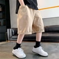 thumbnail image 6 of AINIYS Boys Parachute Style Shorts Baggy Lightweight with Elastic Waist Closure for Street Style and Summer Outings Khaki 14-15 Years, 6 of 6