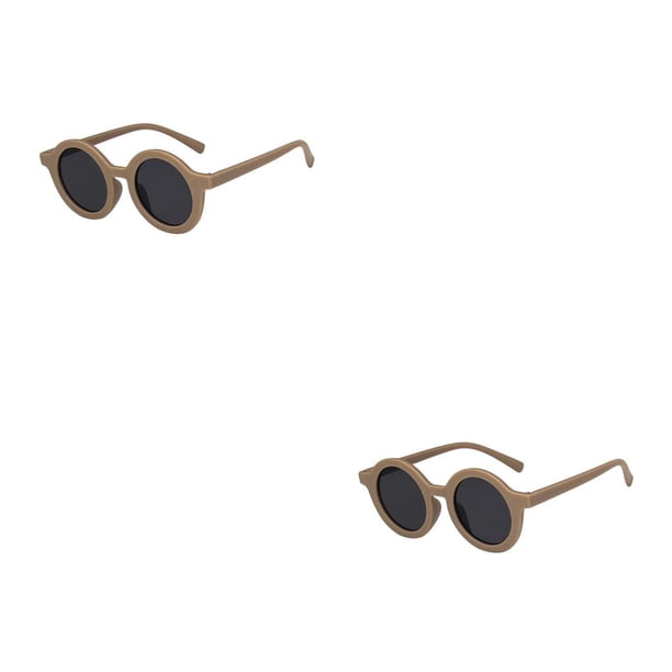 Sonducket Gafas de sol ópticas redondas Gafas de bebé Color facial con marco de forma redonda Accesorios de ropa a juego Marrón moca Marrón moca 2piezas Sonducket CBP384871