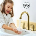 thumbnail image 6 of Bathroom Faucets for Sink 3 Hole,  Brushed Gold Bathroom Sink Faucet with Pop-up Drain and Supply Lines, Stainless Steel Lead-Free Widespread Faucet for Vanity RV, 2 Pack, 6 of 13