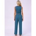 thumbnail image 4 of DARING DIVA LoungeStretchy Side Ruched Crop Top Tank Pajama Set L Blue, 4 of 7