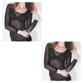 thumbnail image 1 of Camiseta básica de mujer Minnieouse de manga larga negra transparente S 2Conjunto, 1 of 6