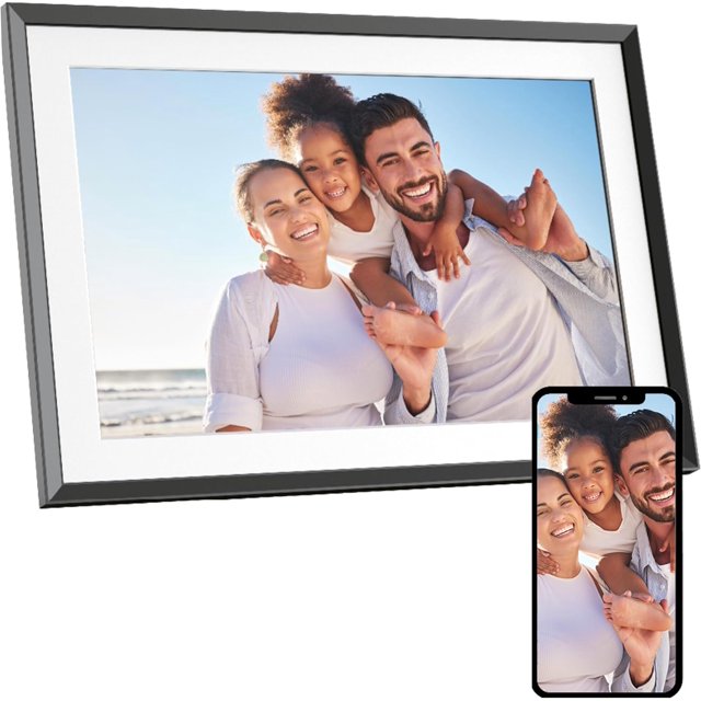 AGFA PHOTO - Realiview 10" 32 GB HD Digital Wi-Fi Photo Frame, Touchscreen, Weather, Clock, Wall Mount, Remote Sharing, Multimedia Display, 1200x800 Resolution - APF1000 Wi-Fi - Black