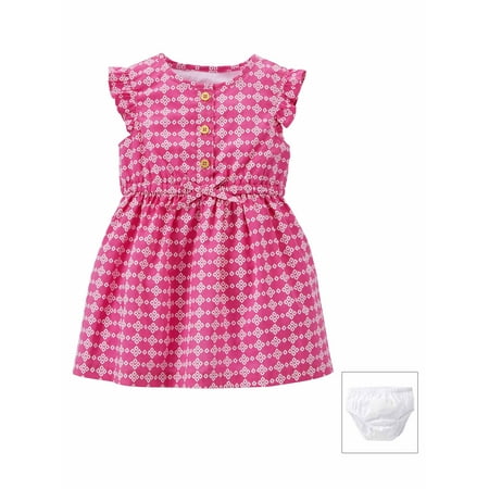 Carters Pink 2 Piece - Carters Baby Girls Two-Piece Dress & Diaper Cover - Pink Geo Print