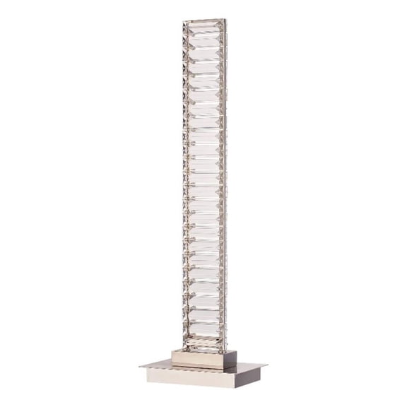 Benjara Lizy 24" Table Lamp with Crystal- LED Metal Frame- Nickel Finish