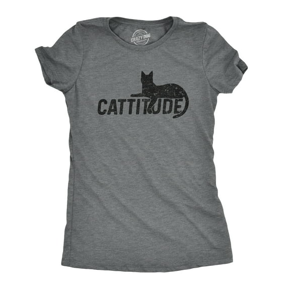 Womens Catitude T Shirt Funny Pet Cat Attitude Tee Womens Graphic Tees