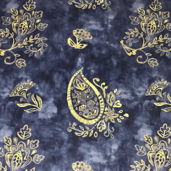 Decora Furnishings Soft Velvet Fabric Paisley Design Digitally Printed Material for Upholstery, Window Treatments Cushion Dining Chair Cover Craft - Width 54 inches - Fabric by The Yard - Blue