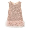 thumbnail image 1 of Splozh Robes de Mariée pour Filles Robe Ligne A Scintillante Sans Manches Robe de Mariée Robes de Fête pour Filles Or Rose, 6-7 Ans, 1 of 6