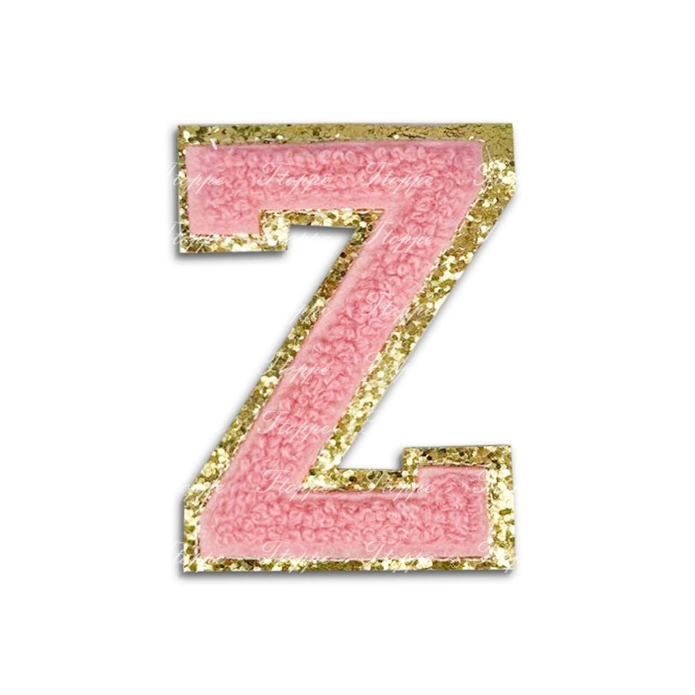 Pink Furry English Letters Patch Towel Embroidery Decorative Patch