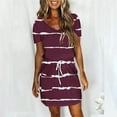 thumbnail image 1 of Robe d'Été Décontractée pour Femmes, Robe à Manches Courtes pour Femmes, Mode Féminine Couleur Unie Robe Mi-Mollet à Col en V, 1 of 5