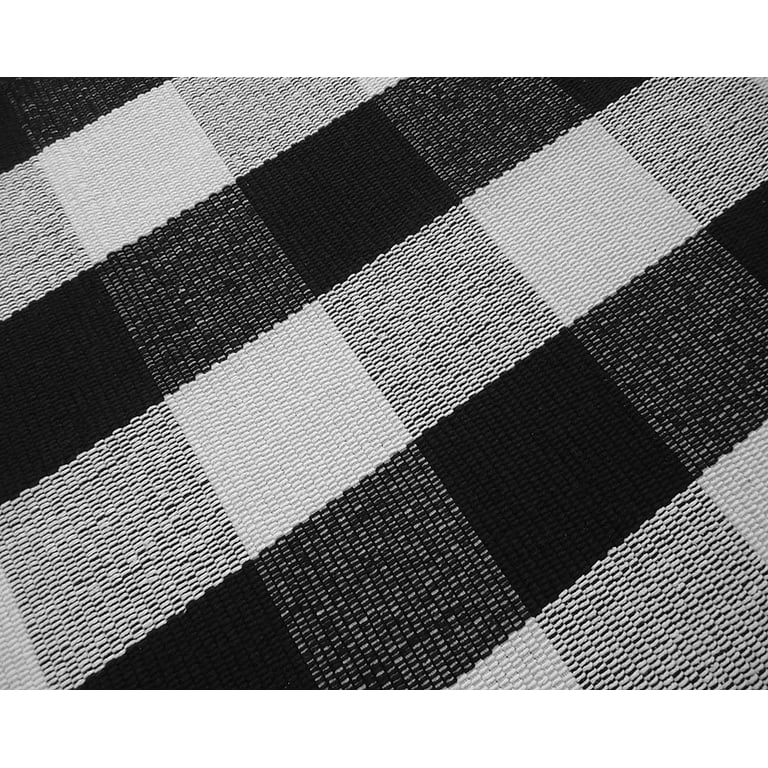 Ukeler Cotton Washable Area Rugs Black and White Buffalo Checkered