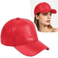 thumbnail image 2 of Adjustable Leather Peaked Cap, Unisex Classic Baseball Cap, Solid Color Outdoor Sun Shade Hat, Durable Wear Resistant Headwear for Outing Shopping Outdoor Activity Retro Fashion Casual Cap,RD1, 2 of 9