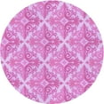 thumbnail image 1 of Ahgly Company Machine Washable Indoor Round Transitional Pastel Purple Pink Area Rugs, 3' Round, 1 of 7