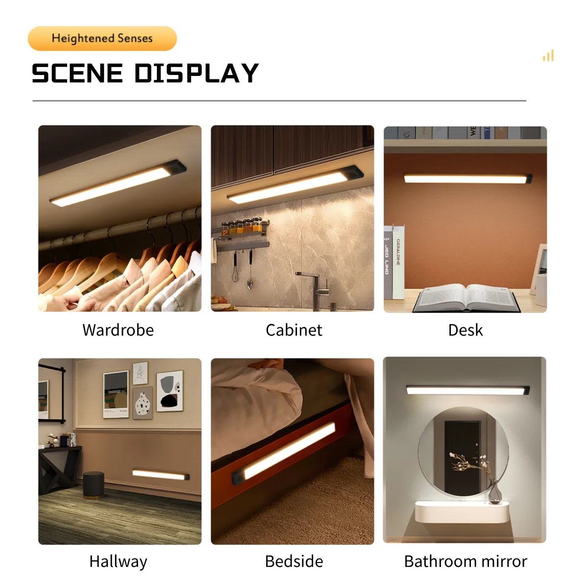 SpaceMuse LED Under Cabinet Lighting, Remote Control Motion Sensor Light Indoor, 3 Color Temperatures & Dimmable, Rechargeable Magnetic Under Counter Lights for Kitchen, Bedroom, Stairs Black