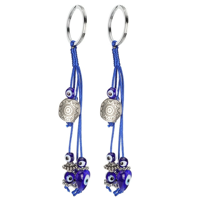 2Pcs Blue Eyes Keychain Creative Personality Key Ring Luggage Pendant Decorations