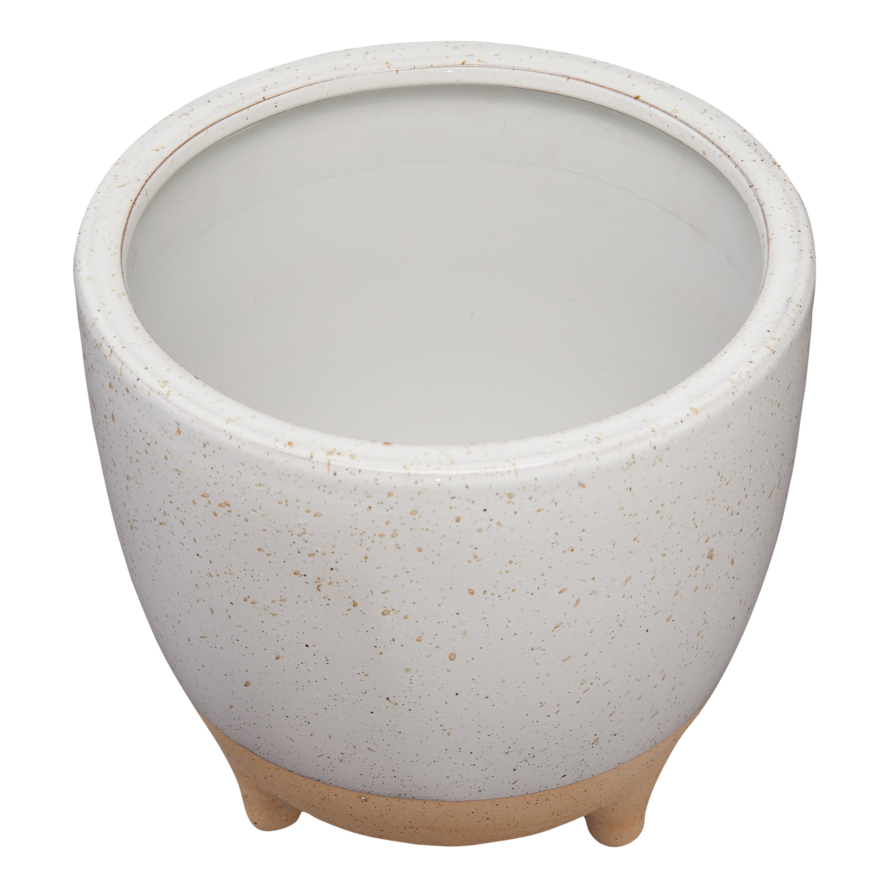 Better Homes & Gardens 10" x 10" x 9" Round White and Beige Ceramic Plant Planter - image 3 of 4