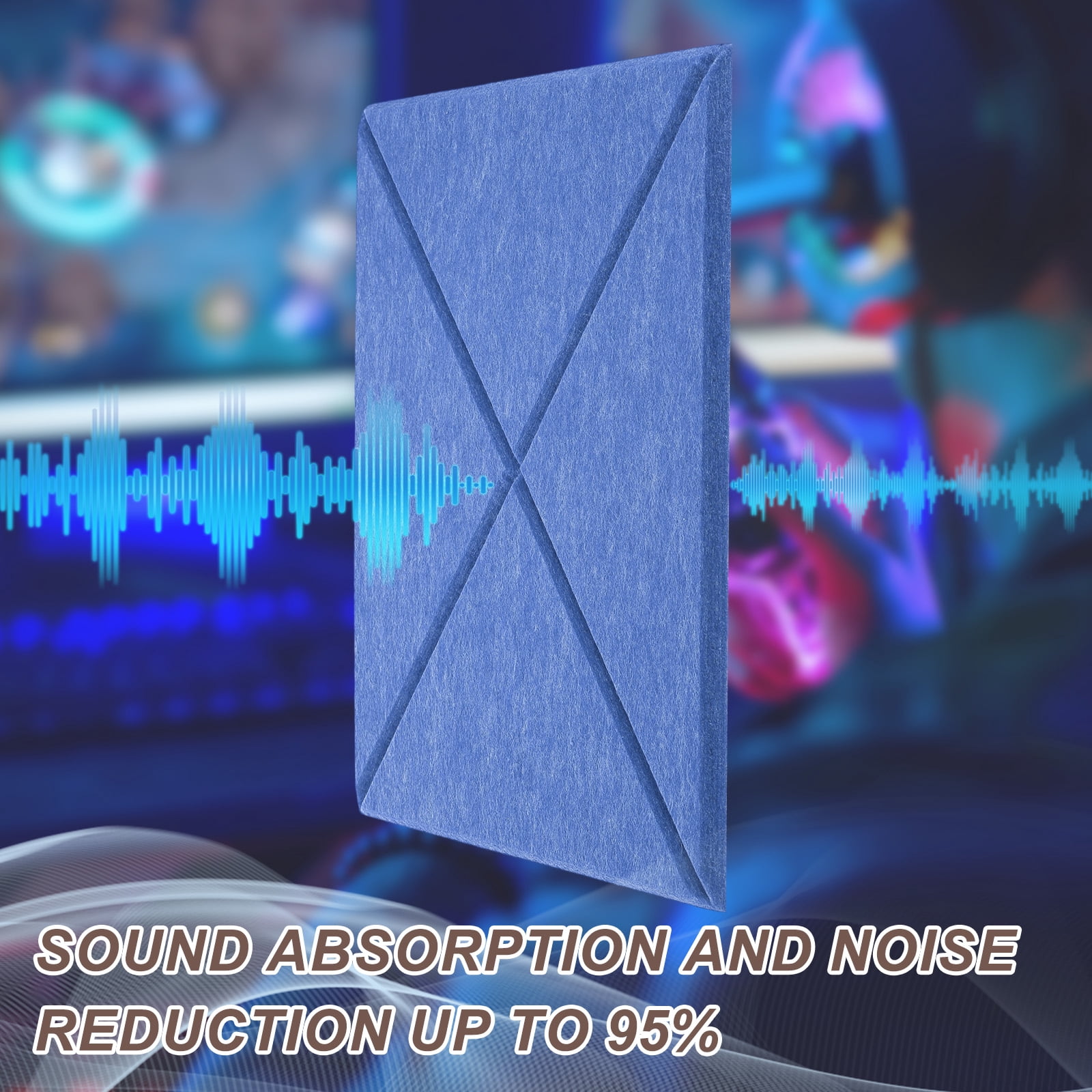 12pcs Adhesive Acoustic Panels Square High-Density Sound Proof Felt Self Stick Non-Slip Anti Vibration Pads Anti-Skid Noise 12 Inch Long x 0.39 Inch Thick, Sky Blue