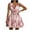 Pink, variant on Fesfesfes Spring Dress for Women V-neck Hollow V Back Mini Dress Waist Pleated Floral Print Boho Dress Back Lace Up Zipper Up Sleeveless Dress