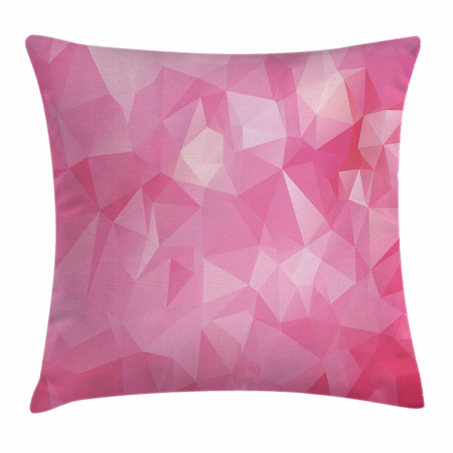 Light Pink Throw Pillow Cushion Cover, Abstract Mosaic Style Geometric Dimension Fractal
