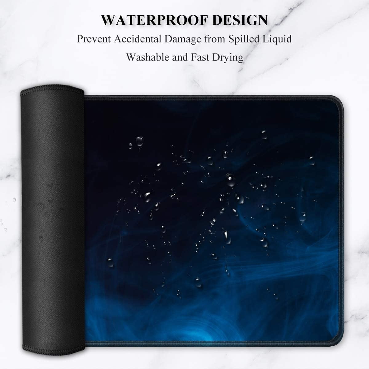 Large Mouse Pad, Full Desk XXL Extended Gaming Mouse Pad 35" X 15", Waterproof Desk Mat with Stitched Edges, Non-Slip Laptop Computer Keyboard Mousepad for Office and Home, Smoke Design