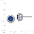 thumbnail image 2 of 925 Sterling Silver Simulated Sapphire and Cubic Zirconia Round Post Earrings 10x10mm Wide Stud Earring for Women, 2 of 2