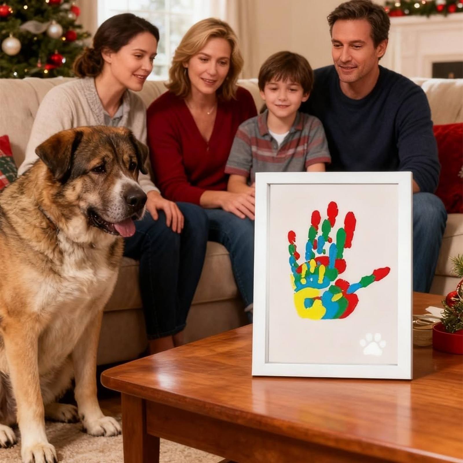 Christmas Decorations Family Handprint Keepsake Kit, Diy Craft Frame , Personalized Family Art for New Parents, Heartfelt Christmas Gifts