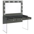 thumbnail image 3 of Afshan 3-drawer Vanity Set with Lighting Grey High Gloss, 3 of 9