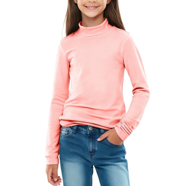 Blusas y camisas de manga larga con cuello redondo para niños, camisetas deportivas informales de manga larga con cuello alto de color liso para niños, top de poliéster para niños